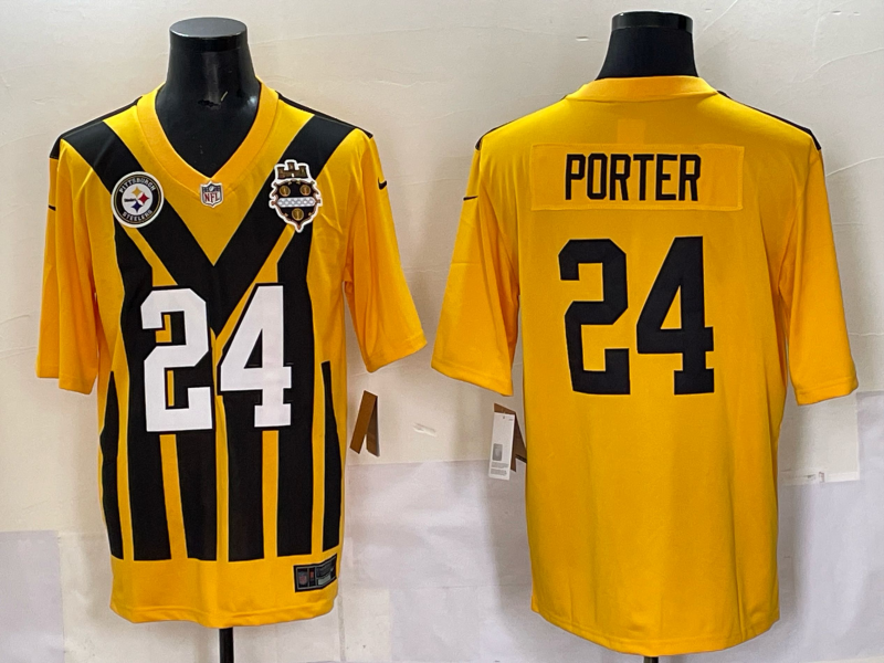 Men Pittsburgh Steelers 24 Porter Yellow Retro 2025 Nike Limited NFL Jersey style 002